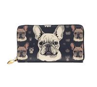 LHDGBNV I Love French Bulldog Leather Wallets For Women Waterproof Zip Around Clutch Purses Large Credit Card Holder With Phone Holder Ladies Travel Coin Purse, Black, One Size, Casual