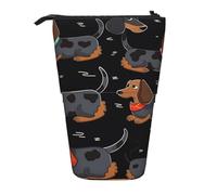 LHDGBNV I Love My Dog Dachshunds Telescopic Pencil Case,Cute Stand Pencil Bag Pop Up Pen Holder Cosmetics Bags Desk Stationery Case For Office Supplies