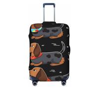 LHDGBNV I Love My Dog Dachshunds Travel Luggage Cover Suitcase Protector Washable Elastic Suitcase Cover Anti-Scratch Luggage Protector Travel Suitcase Baggage Cover Fits 18-32 Inch Suitcase, Black, S