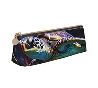 LHDGBNV Leather Pencil Case Holder,Stylish Pencil Pouch Slim Pen Bag With Zipper,A Colorful Tropical Sea Turtle Cosmetic Makeup Pouch Bag For Work Office