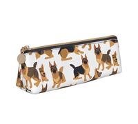 LHDGBNV Leather Pencil Case Holder,Stylish Pencil Pouch Slim Pen Bag With Zipper,German Shepherd Cosmetic Makeup Pouch Bag For Work Office