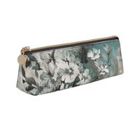 LHDGBNV Leather Pencil Case Holder,Stylish Pencil Pouch Slim Pen Bag With Zipper,Painted Flower Pattern Cosmetic Makeup Pouch Bag For Work Office