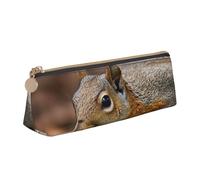 LHDGBNV Leather Pencil Case Holder,Stylish Pencil Pouch Slim Pen Bag With Zipper,Squirrel Just Laying Cosmetic Makeup Pouch Bag For Work Office
