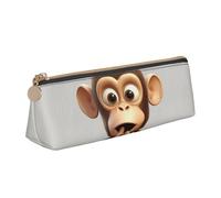 LHDGBNV Leather Pencil Case Holder,Stylish Pencil Pouch Slim Pen Bag With Zipper,The Silent Monkey Cosmetic Makeup Pouch Bag For Work Office