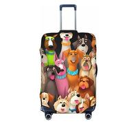 LHDGBNV Many Cute Dogs Travel Luggage Cover Suitcase Protector Washable Elastic Suitcase Cover Anti-Scratch Luggage Protector Travel Suitcase Baggage Cover Fits 18-32 Inch Suitcase, Black, M