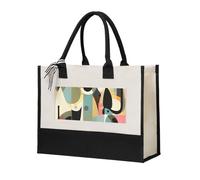 LHDGBNV Mid-Century Modern Art Cat Canvas Tote Bag For Women Personalized Present Bag Large Capacity Reusable Shopping Bag Suitable For Wedding, Birthday, Holiday