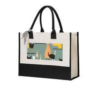 LHDGBNV Mid-Century Modern Art Cats Canvas Tote Bag For Women Personalized Present Bag Large Capacity Reusable Shopping Bag Suitable For Wedding, Birthday, Holiday