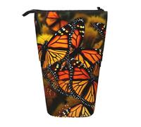 LHDGBNV Monarch Butterflies Telescopic Pencil Case,Cute Stand Pencil Bag Pop Up Pen Holder Cosmetics Bags Desk Stationery Case For Office Supplies