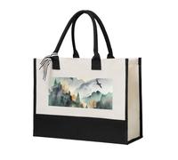 LHDGBNV Mountain Birds Watercolor Canvas Tote Bag For Women Personalized Present Bag Large Capacity Reusable Shopping Bag Suitable For Wedding, Birthday, Holiday