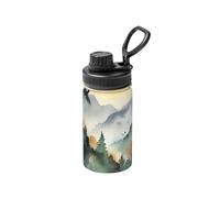 LHDGBNV Mountain Birds Watercolor Water Bottle Stainless Steel Vacuum Insulated Sports Flask 12 Oz Water Bottles With Leakproof Spout Lid Lightweight Hot Cold Retention