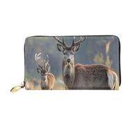 LHDGBNV Nature Wild Animal Deers Leather Wallets For Women Waterproof Zip Around Clutch Purses Large Credit Card Holder With Phone Holder Ladies Travel Coin Purse, Black, One Size, Casual