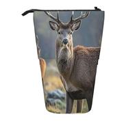 LHDGBNV Nature Wild Animal Deers Telescopic Pencil Case,Cute Stand Pencil Bag Pop Up Pen Holder Cosmetics Bags Desk Stationery Case For Office Supplies