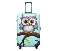 LHDGBNV Owls On A Branch Travel Luggage Cover Suitcase Protector Washable Elastic Suitcase Cover Anti-Scratch Luggage Protector Travel Suitcase Baggage Cover Fits 18-32 Inch Suitcase, Black, S