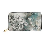 LHDGBNV Painted Flower Pattern Leather Wallets For Women Waterproof Zip Around Clutch Purses Large Credit Card Holder With Phone Holder Ladies Travel Coin Purse, Black, One Size, Casual
