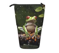 LHDGBNV Peace Tree Frog Telescopic Pencil Case,Cute Stand Pencil Bag Pop Up Pen Holder Cosmetics Bags Desk Stationery Case For Office Supplies