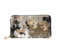 LHDGBNV Peaceful Watercolor Painting Leather Wallets For Women Waterproof Zip Around Clutch Purses Large Credit Card Holder With Phone Holder Ladies Travel Coin Purse, Black, One Size, Casual