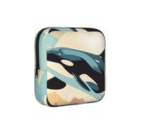 LHDGBNV Period Bag Pouch for Women,Sanitary Napkin Storage Bag Portable Period Pad Pouch Small Make Up Bags Orca In The Sea Tampon Holder For Purse Travel Daily Use