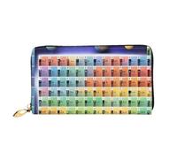 LHDGBNV Periodic Table Of Elements Leather Wallets For Women Waterproof Zip Around Clutch Purses Large Credit Card Holder With Phone Holder Ladies Travel Coin Purse, Black, One Size, Casual