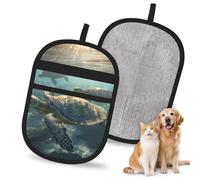 LHDGBNV Pet Hair Removal Glove for Dogs Cats, Upgraded Reusable Electrostatic Pet Hair Glove, Magic Brush Pet Hair Remover Tool Sunny Sea Turtle Grooming Gloves for Clothing, Couch, Carpet, Car Seat