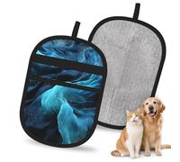 LHDGBNV Pet Hair Removal Glove for Dogs Cats, Upgraded Reusable Electrostatic Pet Hair Glove, Magic Brush Pet Hair Remover Tool Blue Fabric Grooming Gloves for Clothing, Couch, Carpet, Car Seat