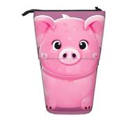 LHDGBNV Pink Cute Pig Telescopic Pencil Case,Cute Stand Pencil Bag Pop Up Pen Holder Cosmetics Bags Desk Stationery Case For Office Supplies