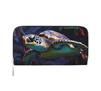 LHDGBNV Pu Leather Wallet For Women Girl, Zip Around Credit Card Holder A Colorful Tropical Sea Turtle Long Wallet Clutch Purse Waterproof Travel Handbag