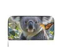 LHDGBNV Pu Leather Wallet For Women Girl, Zip Around Credit Card Holder Koala And Butterfly Long Wallet Clutch Purse Waterproof Travel Handbag