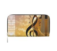 LHDGBNV Pu Leather Wallet For Women Girl, Zip Around Credit Card Holder Piano Violin Music Notes Long Wallet Clutch Purse Waterproof Travel Handbag