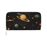 LHDGBNV Pu Leather Wallet For Women Girl, Zip Around Credit Card Holder Retro Astronomical Pattern Long Wallet Clutch Purse Waterproof Travel Handbag