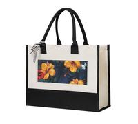 LHDGBNV Realistic Hawaiian Flowers Canvas Tote Bag For Women Personalized Present Bag Large Capacity Reusable Shopping Bag Suitable For Wedding, Birthday, Holiday