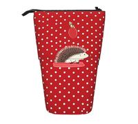 LHDGBNV Red Polka Dot Hedgehog Telescopic Pencil Case,Cute Stand Pencil Bag Pop Up Pen Holder Cosmetics Bags Desk Stationery Case For Office Supplies
