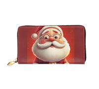 LHDGBNV Santa Claus Wearing Glasses Leather Wallets For Women Waterproof Zip Around Clutch Purses Large Credit Card Holder With Phone Holder Ladies Travel Coin Purse, Black, One Size, Casual