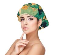 LHDGBNV Satin Bonnet Silk Bonnets For Women Girls, Soft Double Layer Silk Hair Bonnet For Sleeping, Green And Beige Drawing Sleeping Cap Hair Wrap For Women