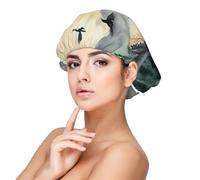 LHDGBNV Satin Bonnet Silk Bonnets For Women Girls, Soft Double Layer Silk Hair Bonnet For Sleeping, Mountain Birds Watercolor Sleeping Cap Hair Wrap For Women