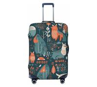 LHDGBNV Scandinavian Animals Travel Luggage Cover Suitcase Protector Washable Elastic Suitcase Cover Anti-Scratch Luggage Protector Travel Suitcase Baggage Cover Fits 18-32 Inch Suitcase, Black, M