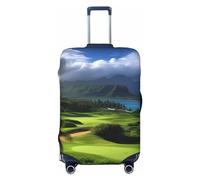 LHDGBNV Scenic Hawaii Golf Tropical Travel Luggage Cover Suitcase Protector Washable Elastic Suitcase Cover Anti-Scratch Luggage Protector Travel Suitcase Baggage Cover Fits 18-32 Inch Suitcase, Black
