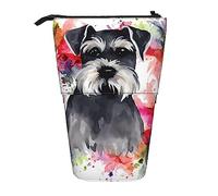 LHDGBNV Schnauzer Telescopic Pencil Case,Cute Stand Pencil Bag Pop Up Pen Holder Cosmetics Bags Desk Stationery Case For Office Supplies