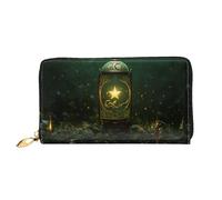 LHDGBNV Shining Star Leather Wallets For Women Waterproof Zip Around Clutch Purses Large Credit Card Holder With Phone Holder Ladies Travel Coin Purse, Black, One Size, Casual