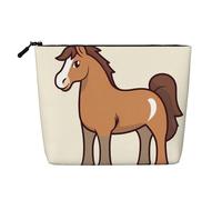 LHDGBNV Simple Horse Cartoon Linen Makeup Bag Zipper Travel Cosmetic Organizer Waterproof Lightweight Travel Toiletry Bag Organizer For Women Makeup Brushes Storage Bag