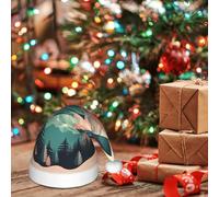 LHDGBNV Simplify Mountains And Forests Santa Hat For Kids Funny Christmas Hats Warm Comfort Velvet Holiday Xmas Hat For Boys Girls New Year Festive Party Decoration