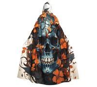LHDGBNV Skull And Leaves Hooded Cloak Adult Halloween Party Cape Full Length Robe Medieval Cloak For Witch Vampire Cosplay Costume