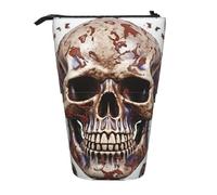 LHDGBNV Skull On White Background Telescopic Pencil Case,Cute Stand Pencil Bag Pop Up Pen Holder Cosmetics Bags Desk Stationery Case For Office Supplies