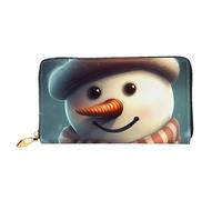 LHDGBNV Snowman Wearing Hat Leather Wallets For Women Waterproof Zip Around Clutch Purses Large Credit Card Holder With Phone Holder Ladies Travel Coin Purse, Black, One Size, Casual