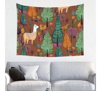 LHDGBNV Tapestry Wall Hanging 37x29 Inches, Peach Velvet Wall Tapestry No Damage Backdrop Poster Alpaca In The Forest Wall Art For Bedroom Living Room Dorm Decoration