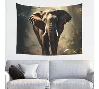LHDGBNV Tapestry Wall Hanging 37x29 Inches, Peach Velvet Wall Tapestry No Damage Backdrop Poster Elephant In The Forest Wall Art For Bedroom Living Room Dorm Decoration
