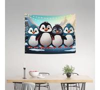 LHDGBNV Tapestry Wall Hanging 37x29 Inches, Peach Velvet Wall Tapestry No Damage Backdrop Poster Five Cute Penguins Wall Art For Bedroom Living Room Dorm Decoration