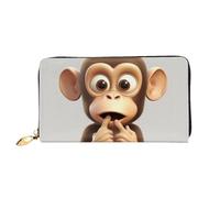 LHDGBNV The Silent Monkey Leather Wallets For Women Waterproof Zip Around Clutch Purses Large Credit Card Holder With Phone Holder Ladies Travel Coin Purse, Black, One Size, Casual
