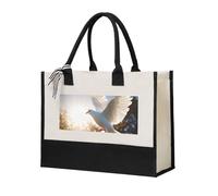 LHDGBNV White Dove Flying In The Sun Canvas Tote Bag For Women Personalized Present Bag Large Capacity Reusable Shopping Bag Suitable For Wedding, Birthday, Holiday