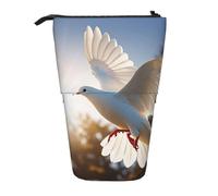 LHDGBNV White Dove Flying In The Sun Telescopic Pencil Case,Cute Stand Pencil Bag Pop Up Pen Holder Cosmetics Bags Desk Stationery Case For Office Supplies