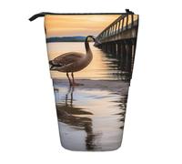 LHDGBNV Wild Goose By The Bridge Telescopic Pencil Case,Cute Stand Pencil Bag Pop Up Pen Holder Cosmetics Bags Desk Stationery Case For Office Supplies